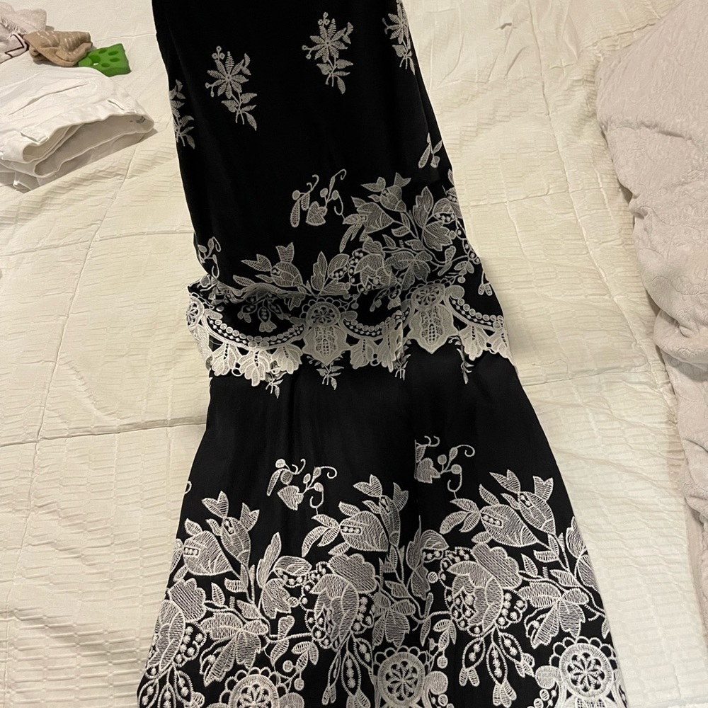 Gianni Binni Black Embroidered Halter Dress
